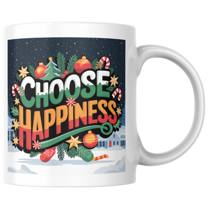 Shop the "Choose Happiness" Christmas Mug - Perfect Holiday Gift for Coffee Lovers