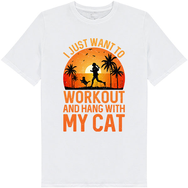 Workout & Hang with My Cat T-Shirt | Essential Gym Apparel