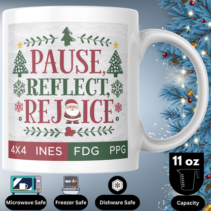 Shop the Elegant "Pause, Reflect, Rejoice" Christmas Mug - Perfect for Holiday Celebrations