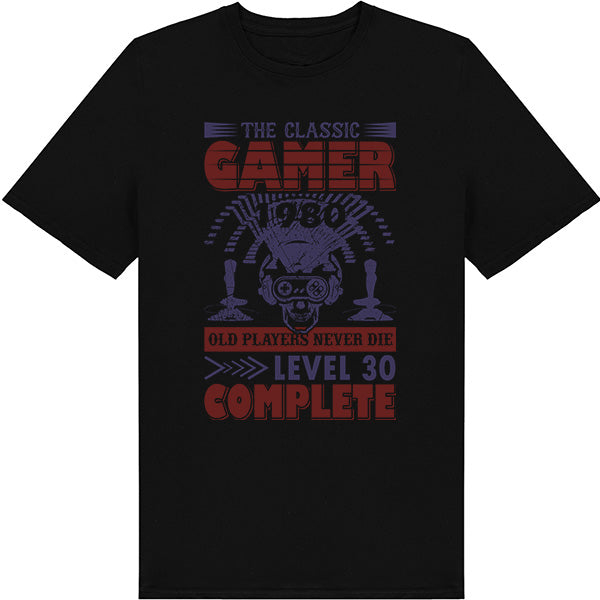 Classic Gamer T-Shirt - "Old Players Never Die" | Premium Apparel