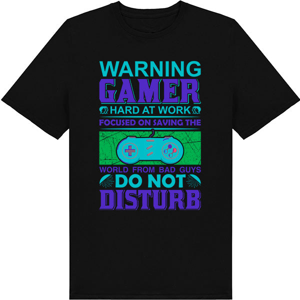 Warning: Gamer Hard at Work T-Shirt | Premium Gaming Gear