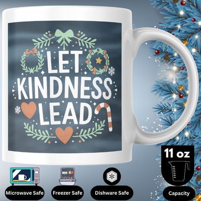 Shop the "Let Kindness Lead" Christmas Mug - Perfect Holiday Gift for Spreading Cheer