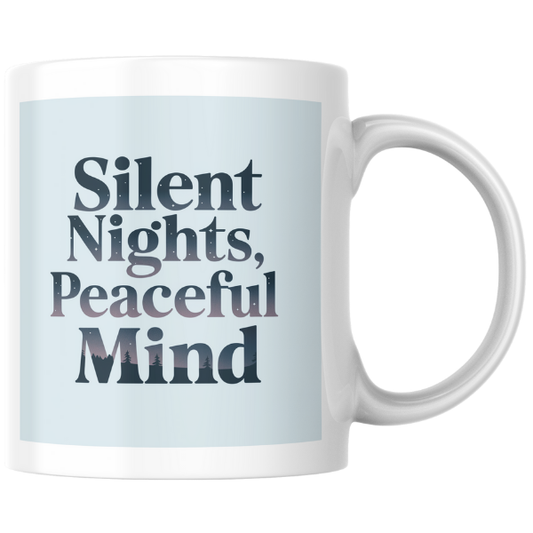 Shop the "Silent Nights, Peaceful Mind" Christmas Mug for a Tranquil Holiday Season