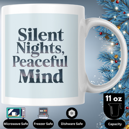 Shop the "Silent Nights, Peaceful Mind" Christmas Mug for a Tranquil Holiday Season