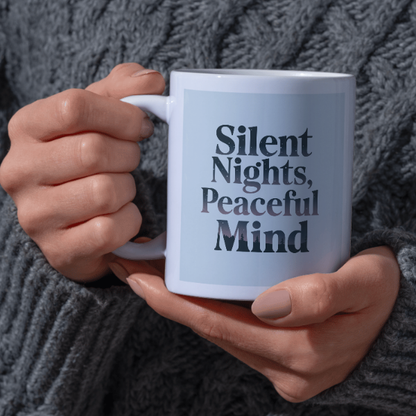 Shop the "Silent Nights, Peaceful Mind" Christmas Mug for a Tranquil Holiday Season