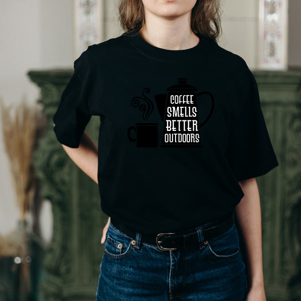 "Coffee Smells Better Outdoors" Unisex T-Shirt | Equestrian Style