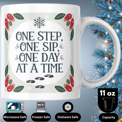 Shop the "One Step, One Sip, One Day at a Time" Christmas Mug - Perfect Holiday Gift