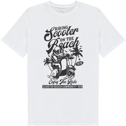 Unisex Motorbike Rider T-Shirt - Beach Ride Design