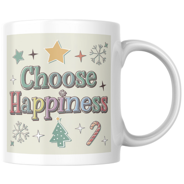 Shop the "Choose Happiness" Christmas Mug - Perfect Holiday Gift for Coffee Lovers