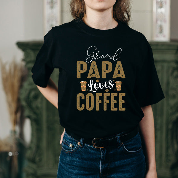 Grand Papa Loves Coffee T-Shirt | Unisex Equestrian Apparel