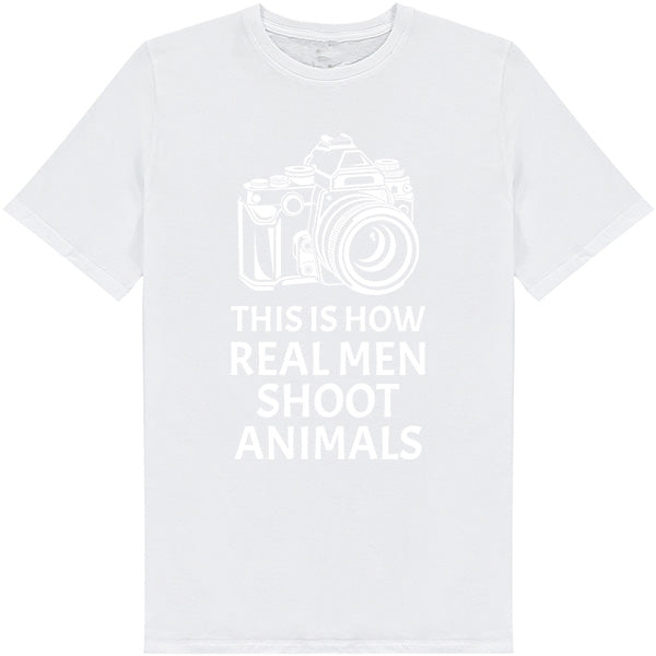 "Real Men Shoot Animals" Unisex T-Shirt | Vegan Vibes