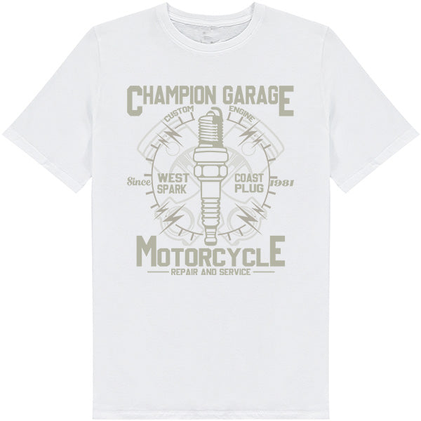 Champion Garage Unisex Motorcycle T-Shirt | Ideal for Riders