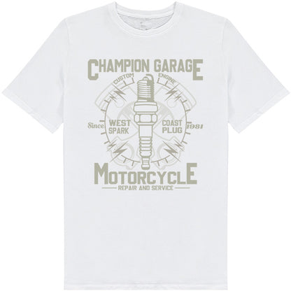 Champion Garage Unisex Motorcycle T-Shirt | Ideal for Riders