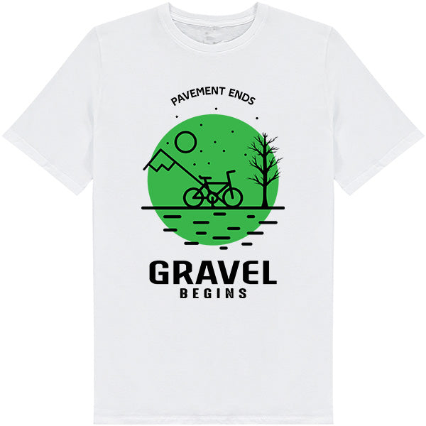 Unisex T-Shirt for Bicycle Adventures | Pavement Ends Gravel Begins