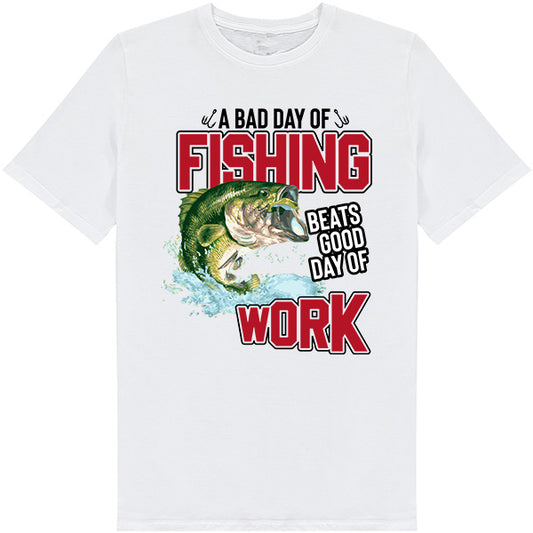 Fishing Enthusiast T-Shirt - 'A Bad Day Of Fishing' Design