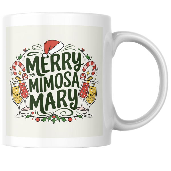 Shop the Personalized Merry Mimosa Mary Christmas Mug - Double-Sided Print