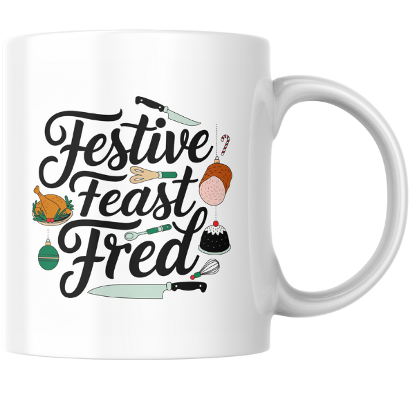 Shop the Festive Feast Fred Personalized Christmas Mug - Double-Sided Print