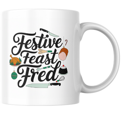 Shop the Festive Feast Fred Personalized Christmas Mug - Double-Sided Print