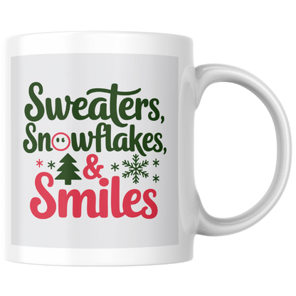 Shop the Festive Snowflake & Smiles Christmas Mug - Double-Sided Print