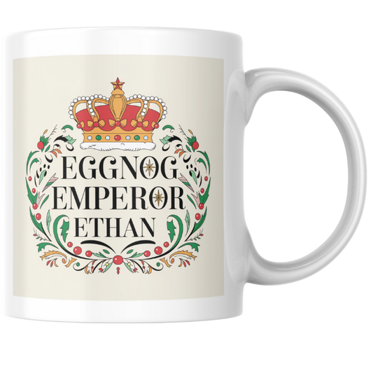 Shop the Personalized Eggnog Emperor Ethan Christmas Mug - Double-Sided Print