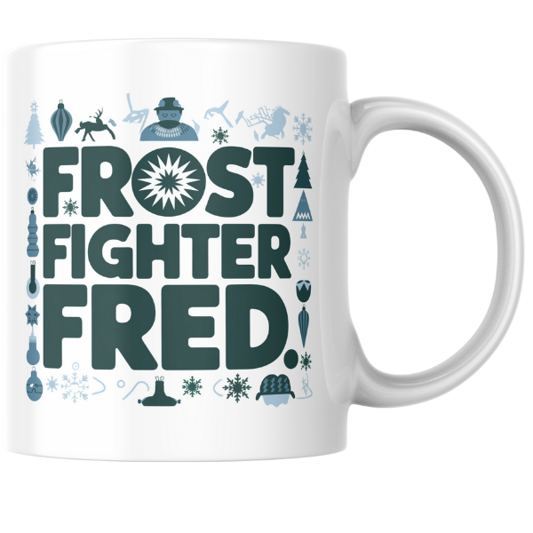 Shop the Frost Fighter Fred Personalized Christmas Mug – Double-Sided Print for Festive Cheer