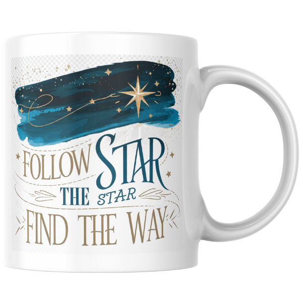 Shop the "Follow the Star" Christmas Mug - Double-Sided Festive Design