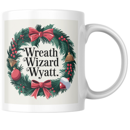 Shop the Wreath Wizard Wyatt V2: Personalized Christmas Mug with Double-Sided Print