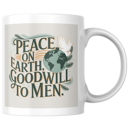 Shop the "Peace on Earth, Goodwill to Men" Double-Sided Christmas Mug - Perfect Holiday Gift