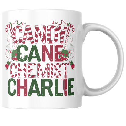 Shop the Personalized Candy Cane Chemist Charlie Christmas Mug - Double-Sided Print