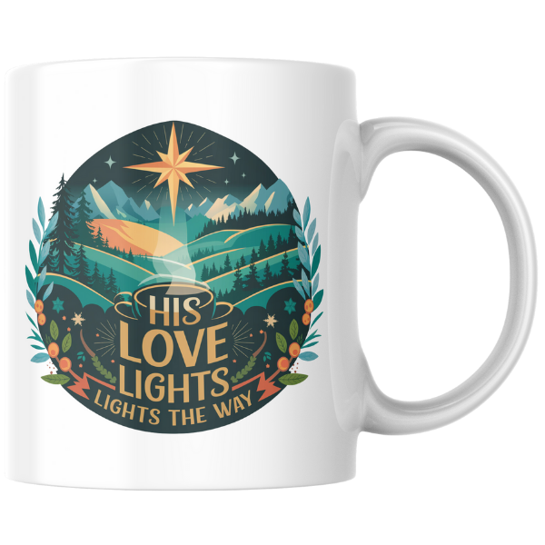 Shop the "His Love Lights the Way" Christmas Mug – Double-Sided Print for Festive Cheer