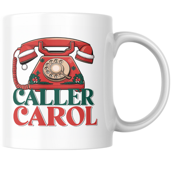 Shop the Claus Caller Carol: Personalized Christmas Mug with Double-Sided Print