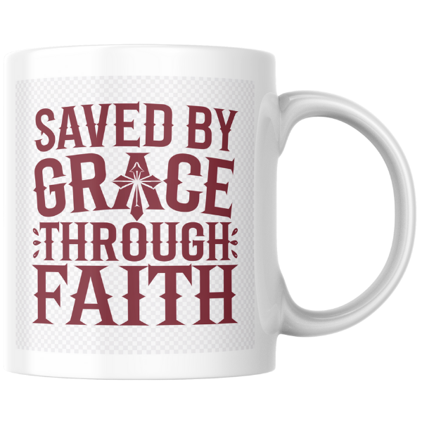 Shop the "Saved by Grace Through Faith" Christmas Mug – Double-Sided Print for Festive Inspiration