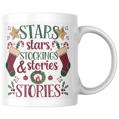 Shop the Family Christmas Mug: Stars, Stockings, & Stories Design - Double-Sided Print