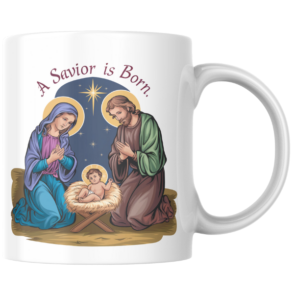 Shop the "A Savior is Born" Christmas Mug - Double-Sided Print for Festive Cheer