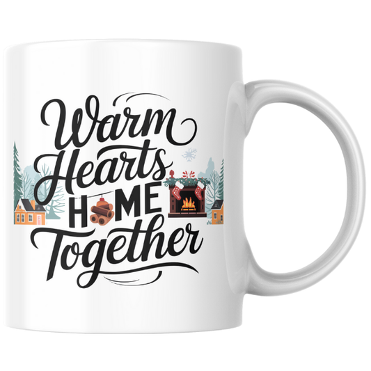 Shop the Family Christmas Mug - "Warm Hearts, Home Together" Design, Double-Sided Print