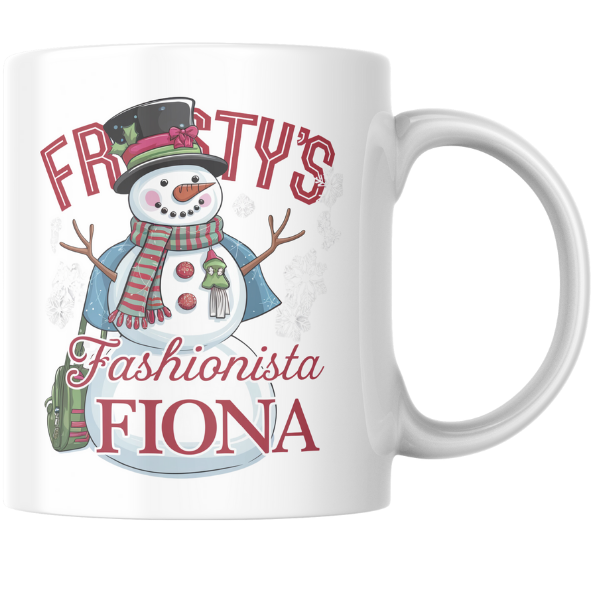 Shop Frosty's Fashionista Fiona Personalized Christmas Mug - Double-Sided Print