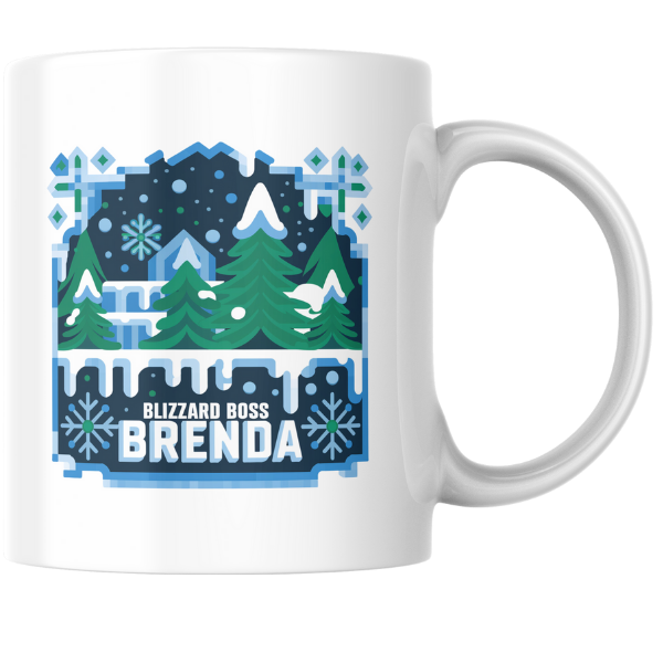 Shop the Personalized Blizzard Boss Brenda Christmas Mug – Double-Sided Print