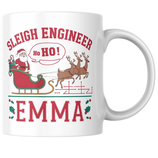 Shop the Personalized "Sleigh Engineer Emma" Christmas Mug - Double-Sided Print