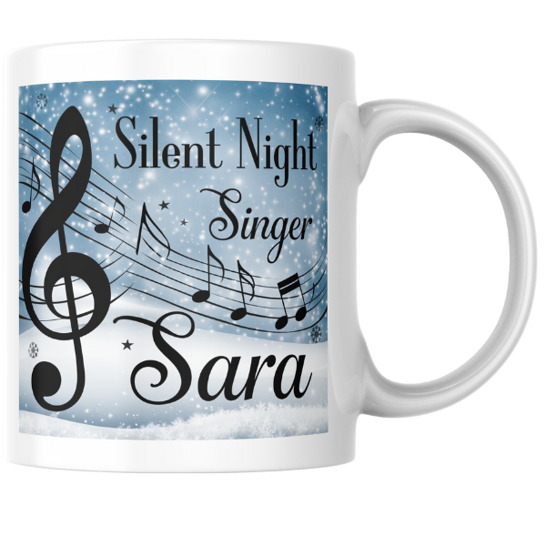 Shop the Personalized Silent Night Singer Sara Christmas Mug – Double-Sided Print