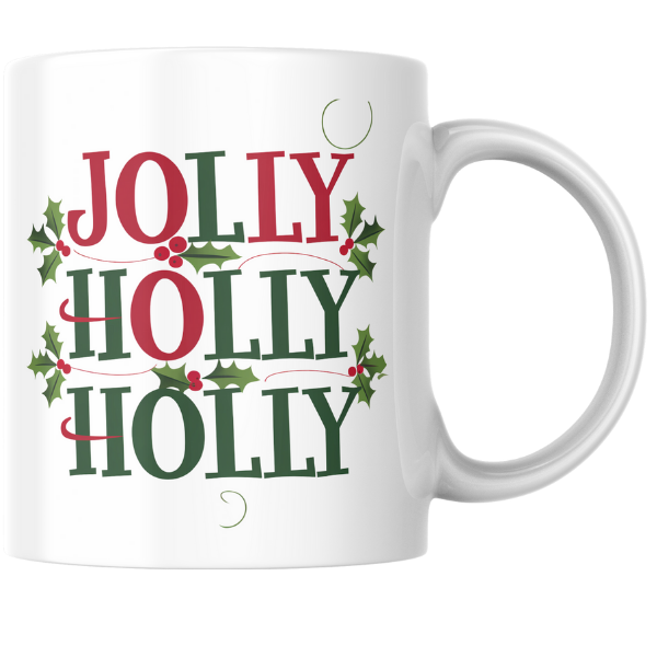 Shop the Jolly Holly Personalized Christmas Mug - Double-Sided Print