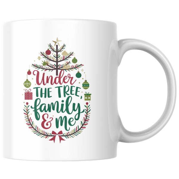 Shop the "Under the Tree, Family & Me" Christmas Mug - Double-Sided Print for Festive Cheer