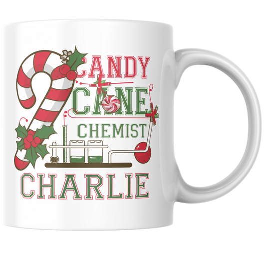 Shop the Personalized Candy Cane Chemist Charlie Christmas Mug - Double-Sided Print