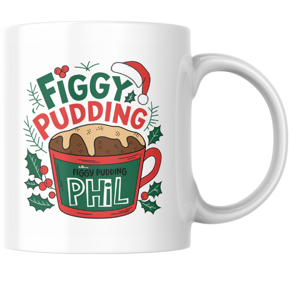 Shop Personalized Figgy Pudding Phil Christmas Mug - Double-Sided Print