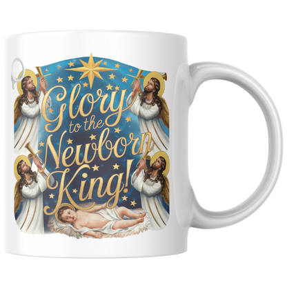 Shop the "Glory to the Newborn King" Christmas Mug - Double-Sided Print for Festive Cheer