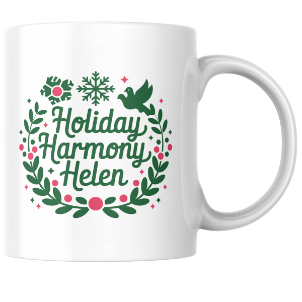 Shop the Holiday Harmony Helen Personalized Christmas Mug – Double-Sided Print