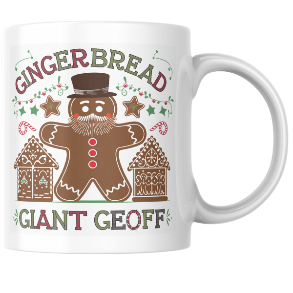 Shop the Personalized Gingerbread Giant Geoff Christmas Mug – Double-Sided Print for Festive Cheer