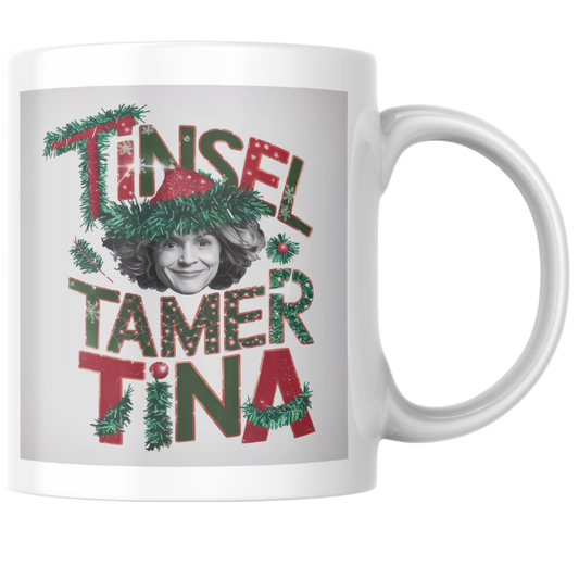 Shop the Personalized "Tinsel Tamer Tina" Christmas Mug - Double-Sided Print