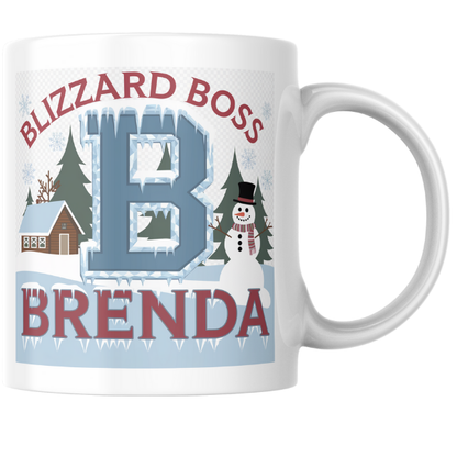 Shop the Personalized Blizzard Boss Brenda Christmas Mug – Double-Sided Print