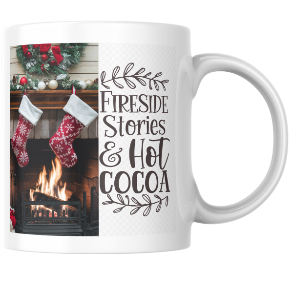 Shop the Family Christmas Mug: Fireside Stories & Hot Cocoa Design, Double-Sided Print