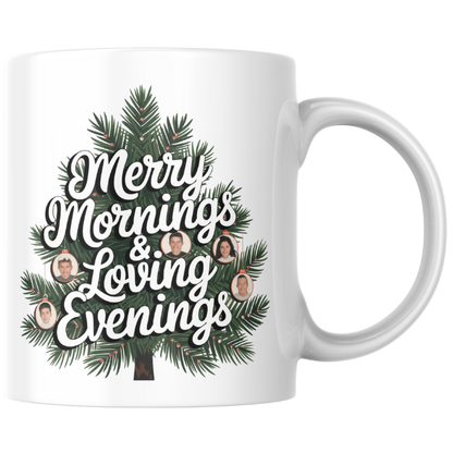 Shop the Festive "Merry Mornings & Loving Evenings" Christmas Mug - Double-Sided Print